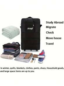 大容量防水旅行包，带轮，可扩展，适合商务旅行、度假，牛津布材质，男女通用，旅行配件，购物车，行李拉杆，手提袋，旅行手提袋，返校季，商务出行，户外活动，度假，运动，旅行必备，秋冬衣物收纳，健身包