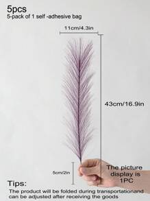 5 件/10 件优雅的 16.9 英寸长人造蒲苇 - 柔软快速的涤纶面料制成，塑料人造植物，可弯曲恢复形状，春季装饰，情人节，现代简约北欧风格，波西米亚风格 - 适用于家庭装饰、花瓶、婚礼、派对、客厅、餐厅、卧室、展览、酒店、画廊、DIY 墙壁、办公桌填充物。生日毕业礼物 - 紫色 - 查看 3