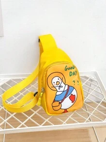 可愛的卡通獨角獸胸包,容量大的斜挎包適用於休閒場合,兒童使用 - 黃色 - 查看 1