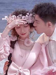 1 Photo Studio, Hair Travel Photography Style, Bridal Hair Accessories, Japanese And Korean Handmade Yarn Hair Accessories, Wedding Headdress, Dance Head Hair Hairpins - Pink - View 1