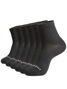 wubenzhi 运动户外 6 双女式吸湿排汗运动四分之一袜适合休闲装、跑步、篮球、高尔夫、骑自行车、网球，黑色，带网眼通风 - 黑色 - 查看 1