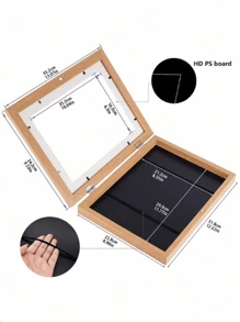 1个A4尺寸艺术相框，木质壁挂式相框，带翻盖磁性盖，用于展示和保存艺术作品、绘画、奖状和文凭，现代家居装饰礼品，生日毕业礼物 - 棕色 - 查看 4