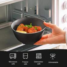 1個不易碎的黑色麥片碗 - 適用於微波爐和洗碗機的湯和沙拉碗,24oz,bpa自由pp塑料材料,多功能,適用於廚房和烹飪,可重複使用,耐熱碗 - 黑色 - 查看 6