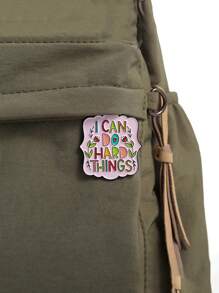 1 pièce Je peux faire des choses difficiles Broche fleur couleur texte Badge dessin animé Correspondant aux vêtements sac à dos Bijoux mode Convient pour le port quotidien par les hommes Saint-Valentin