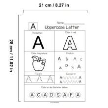 53頁26個字母a-z字母發音單詞練習紙,學前英語語言幼稚園工作簿著色書 - 杏色 - 查看 2