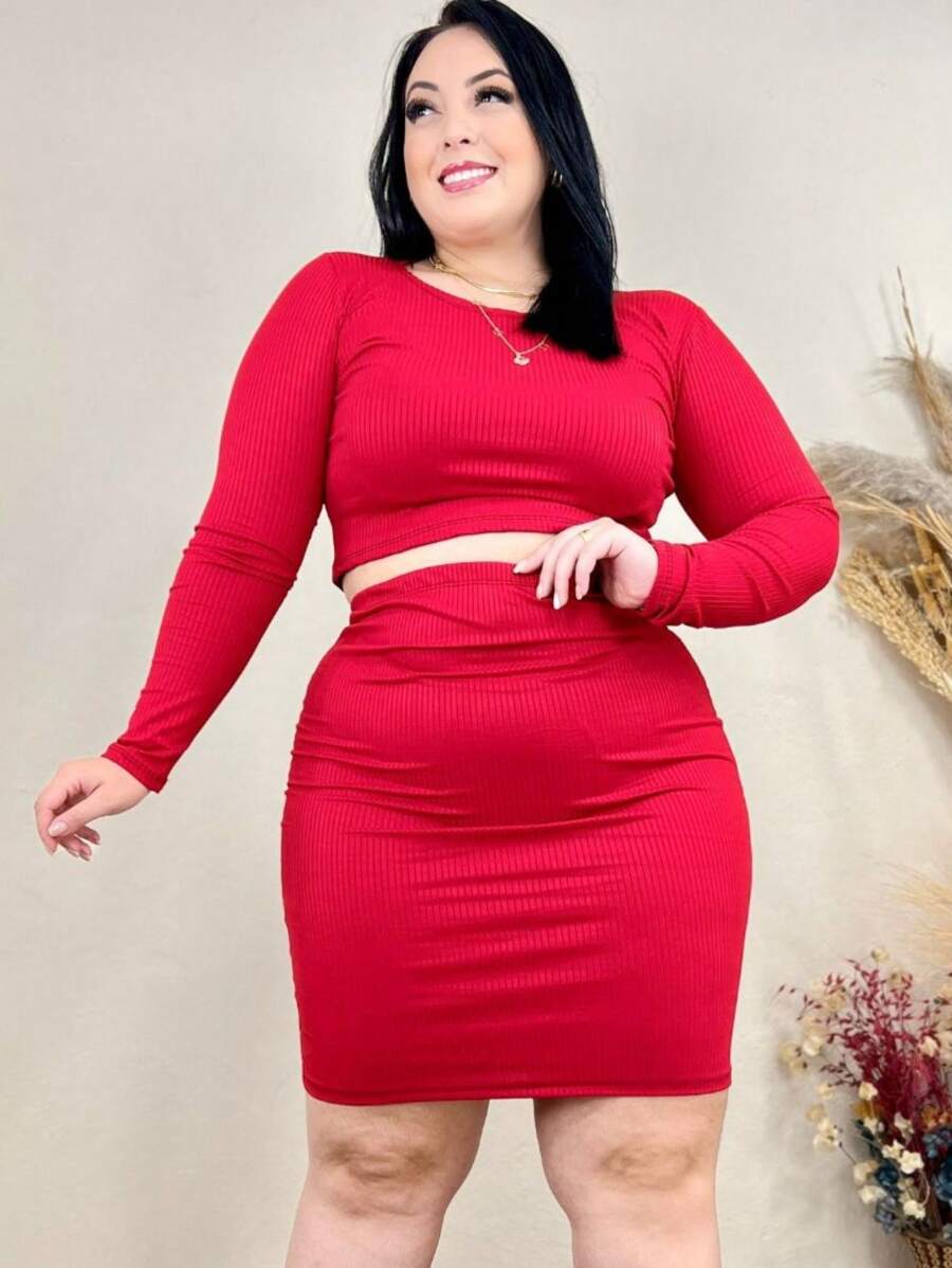 Plus Size Co-Ords - 紅色 - 查看 1