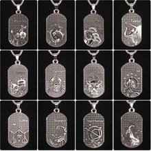 1pc Vintage Zodiac Sign Pendant Necklace, Stainless Steel Sweater Chain, Unique And Hip Hop Style, Suitable As Gift