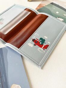 1PC Cartoon Cute Dinosaur Pattern Travel Passport Cover Leather Portable Wallet Men Women ID Address Holder Boarding Travel Accessories Travel Stuff Travel Organiser Travel Items Travel Wallet Passport Holder Passport Wallet Beach Vacation Bag Summer - Red - View 3