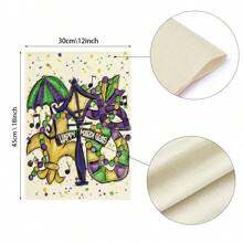 1 件節日符號和英文字母印花亞麻花園旗,適合戶外園藝和節日裝飾 - 彩色 - 查看 2