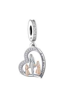 1 chiếc vòng cổ mặt trái tim bằng bạc Sterling 925 đơn giản thời trang Zirconia mẹ tôi bạn tôi tặng mẹ sinh nhật quà tặng kỷ niệm ngày lễ tình nhân - Bạc - Xem 2