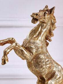 1pc Resin Material Vintage Style Golden Foil Jumping Horse Figurine Decoration For Desk, Office, Hotel - Gold - View 4