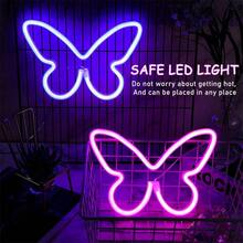 Neon Led Butterfly Lamp, Creative Bedroom Decorative Lamp, Wall-Mounted Night Light, Perfect For Valentine'S Day - Pink - View 8