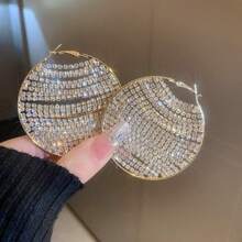 1 đôi Sáng bóng Vàng Tấn Váy rộng & Đồ trang trí Rhinestone Hoa tai Thích hợp Đối với Của phụ nữ Đám cưới Và Các bữa tiệc - Thời trang - Xem 9