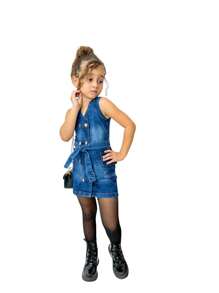 Young Girls Denim Overalls & Jumpsuits - 中等水洗藍 - 查看 4