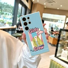 1pc Creative Simple Cool Cartoon Illustration Colored Drawing Phone Case: Shockproof & Anti-Drop Liquid Tpu Protective Cover Compatible With Apple Iphone/Samsung/Redmi Note/Vivo/Oppo - Multicolor - View 3