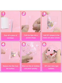 纳米泡泡胶带套装 - 彩色双面弹性胶带，用于气球装饰和制作双面超弹性泡泡，适合派对礼品返校