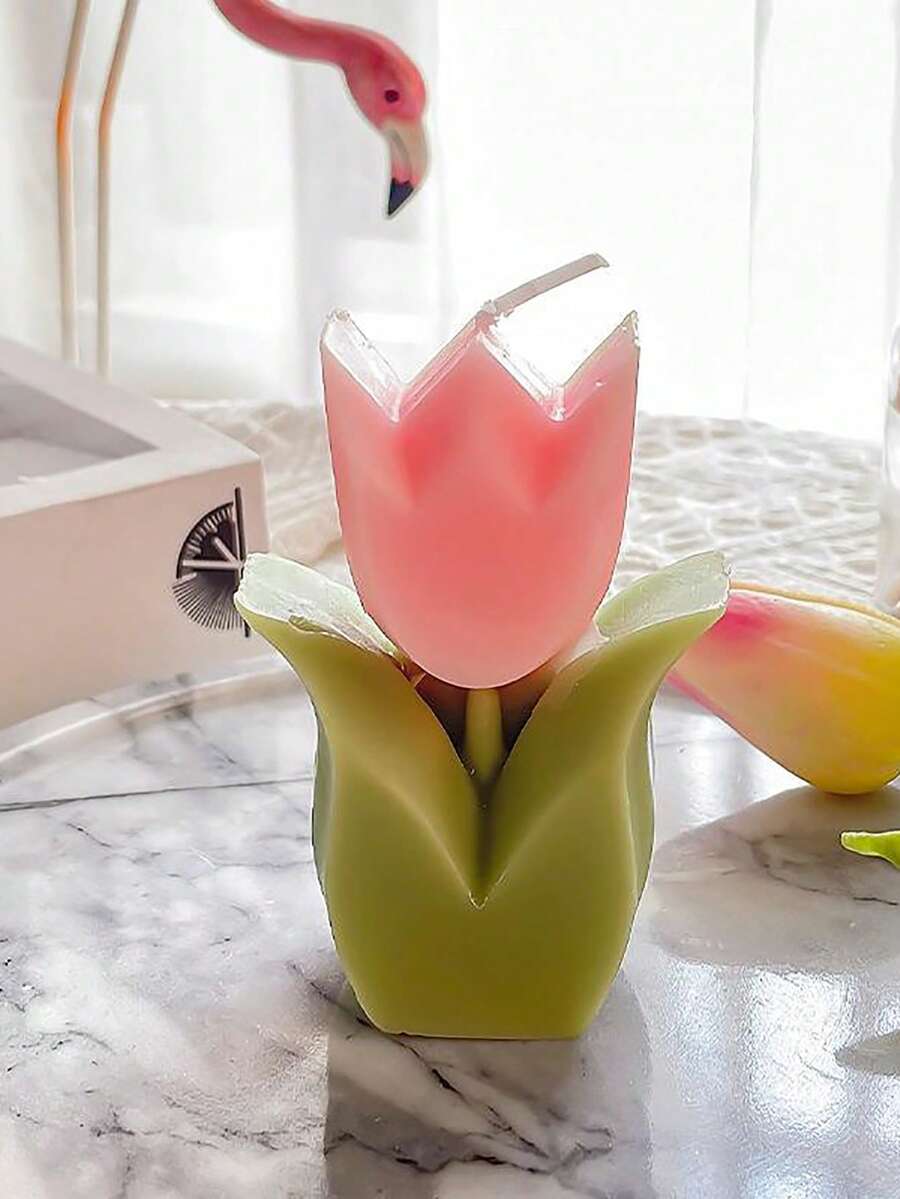 1個帶有ins風格標籤的鬱金香香氛蠟燭 - 甜蜜的女孩生日禮物,閨蜜紀念品,香氛裝飾 - 彩色 - 查看 1