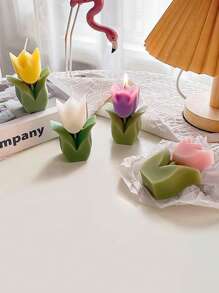 1個帶有ins風格標籤的鬱金香香氛蠟燭 - 甜蜜的女孩生日禮物,閨蜜紀念品,香氛裝飾 - 彩色 - 查看 3