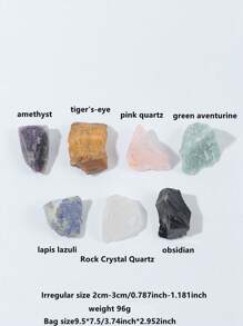 1包裝/7顆美麗的天然水晶原石,包括玫瑰石英、黑曜石,可用於diy裝飾、擺件、能量石 - 天然水晶原石 - 查看 4