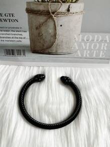 時尚歐美風格時尚meraud手鍊,扭曲圖案 - 黑色 - 查看 1