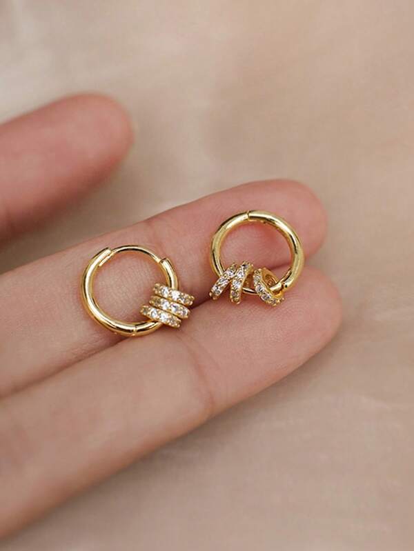 BALMORA 1pair Simple And Exquisite S925 Sterling Silver White  Circles A Multi Wearing Earring For Women For Daily Wear Gift