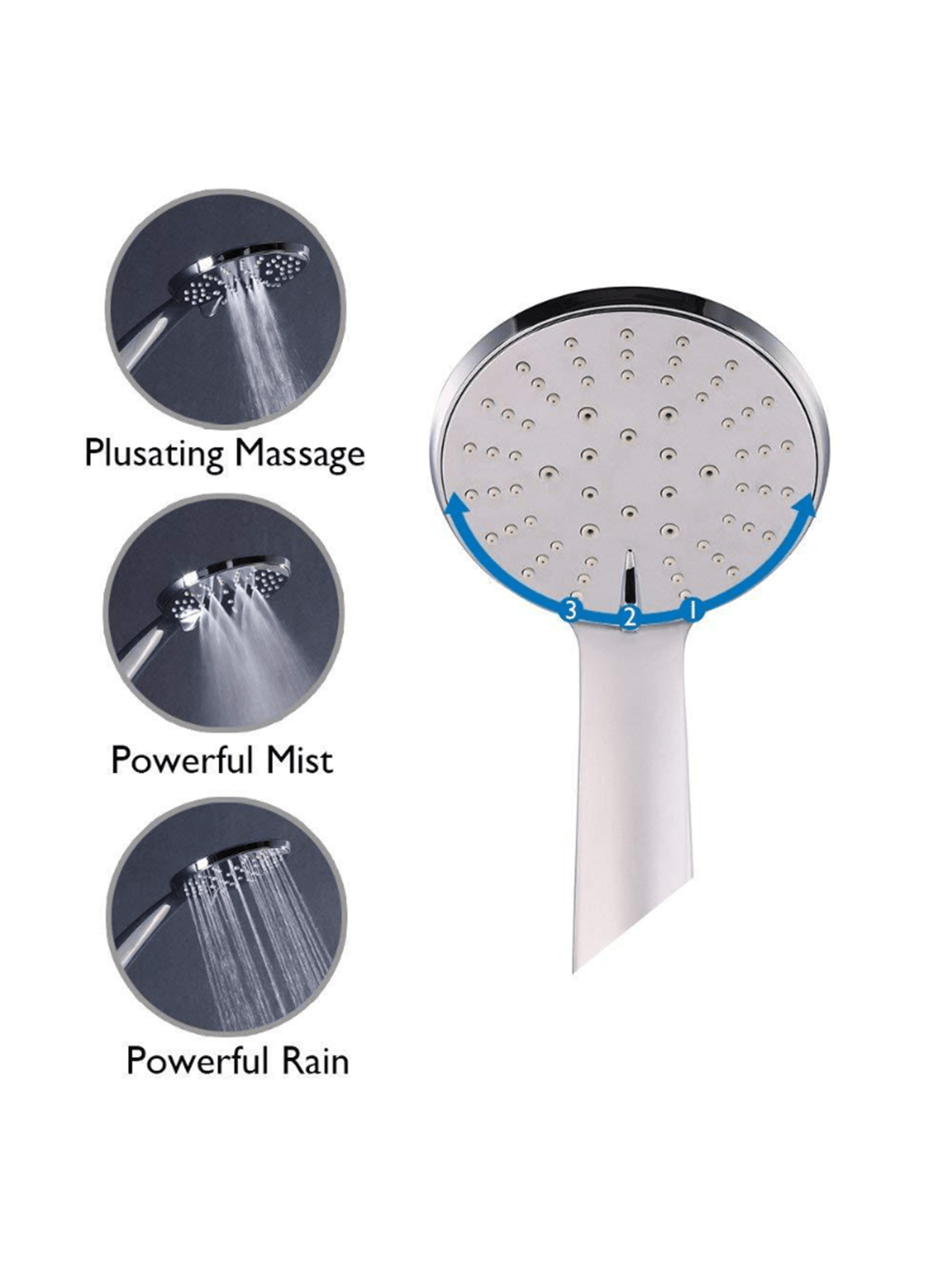 1 Set Of High Pressure Handheld Shower Heads With 59 Inch Stainless Steel Hose And Adjustable