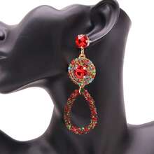 新款波西米亞風格耳環,彩色鑽石長吊墜耳環,婚禮派對耳環,時尚珠寶 - Water Drop Earrings - 查看 2