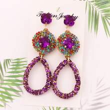 新款波西米亞風格耳環,彩色鑽石長吊墜耳環,婚禮派對耳環,時尚珠寶 - Water Drop Earrings - 查看 1