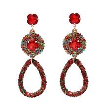 新款波西米亞風格耳環,彩色鑽石長吊墜耳環,婚禮派對耳環,時尚珠寶 - Water Drop Earrings - 查看 3