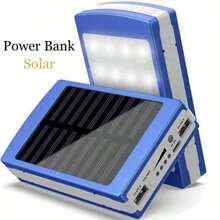 Power Bank Solar 20000 mAh, Cargador solar de energía portátil, baterías de camping con doble USB y linterna