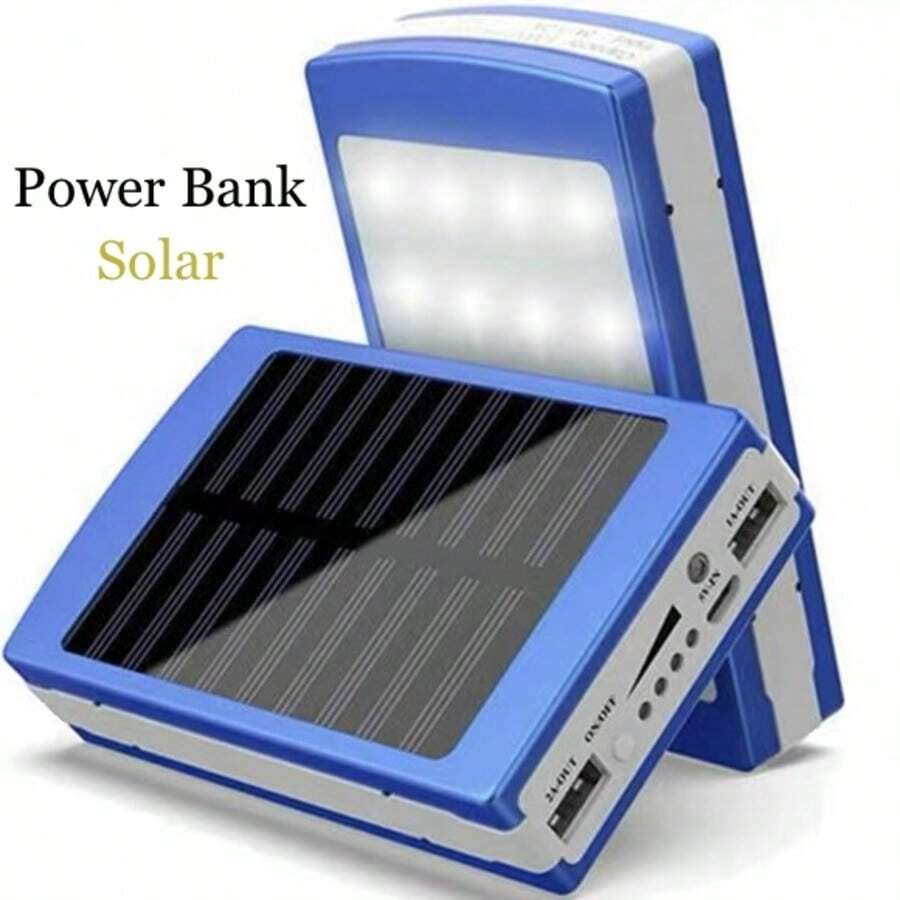 Power Bank Solar 20000 mAh, Cargador solar de energía portátil, baterías de camping con doble USB y linterna