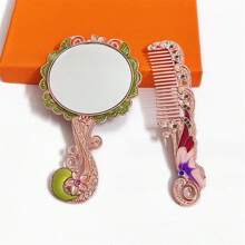 Rose Gold Peacock Handle Mirror, Handheld Makeup Mirror, Christmas Gift, New Year Gift, Valentine'S Day Gift - Pink - View 3