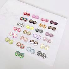 50入組12mm隨機風格玻璃平滑半球鑲嵌,適用於珠寶製作配件 - 彩色 - 查看 3