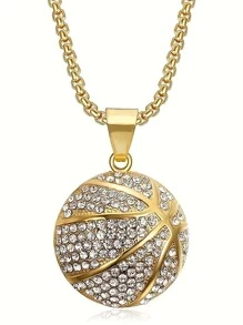 1款運動風格全鉆石籃球吊墜男士時尚項鍊 - 籃球 - 查看 6