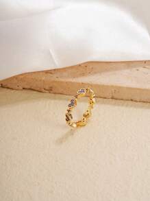 1個新歐美風格優雅的心形鑲微鑲幾何開放式戒指帶