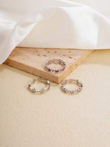 1個新歐美風格優雅的心形鑲微鑲幾何開放式戒指帶