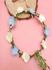 女士1件清新優雅的仿真花冠頭帶,適用於節日、派對、表演、風景名勝、攝影 - 藍白色 - 查看 6