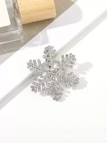 优雅Y2K水钻雪花设计合金简约发夹爪夹发卡，派对造型，发饰 - 銀色 - 查看 3