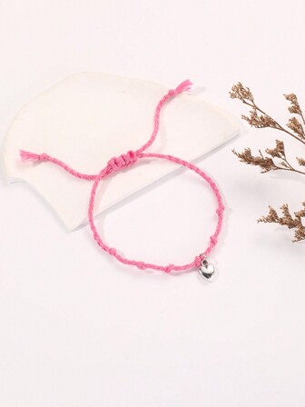 1 pulsera con colgante de corazón anudado y cordón para mujer, regalo del Día de San Valentín