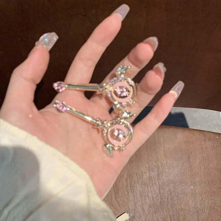 1 Pieza Clip Para Cabello De Cristal De Mujer Magic Girl Dulce Y Lindo - Rosa - Ver 1