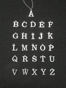 1入不鏽鋼街頭風格字母吊墜項鍊,個性化首字母吊墜,潮流男友禮物 - 銀色 - 查看 2