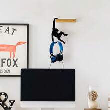 1pc Funny Monkey Banana Holder Metal Material Hook, Key Hook - Black - View 4