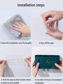 1 件家用浴室收纳架，无需钻孔，浴室吹风机挂架，浴室收纳架 - 綠色 - 查看 2