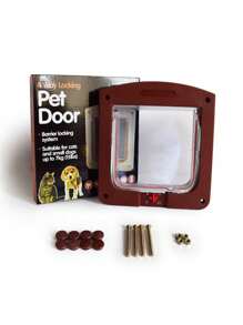 Artículos Para Mascotas, Puerta Para Mascotas, Puerta Para Perros/gato, Entrada Y Salida Libre, Control Por Interruptor, Pequeña - Marrón - Ver 3