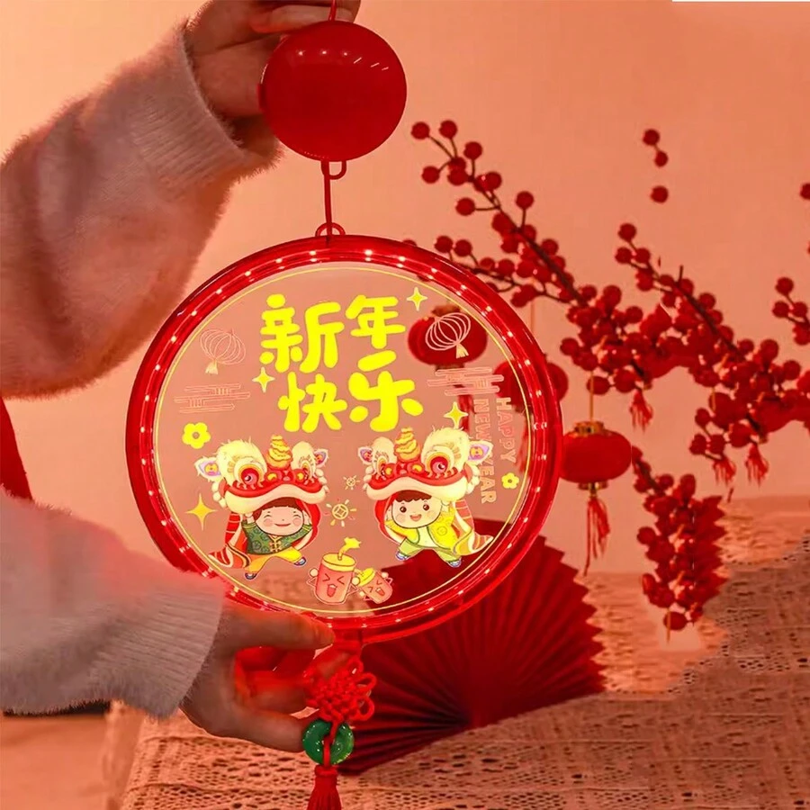 1只裝飾燈,新年快樂的亞克力畫形狀燈,新年掛燈,創意led吸盤燈