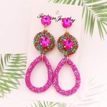 新款波西米亞風格耳環,彩色鑽石長吊墜耳環,婚禮派對耳環,時尚珠寶 - Water Drop Earrings - 查看 8