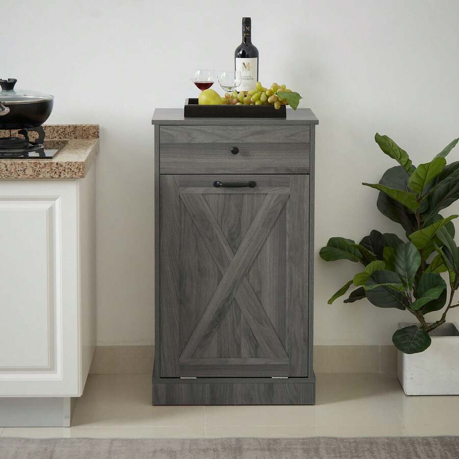 10 Gallon Tilt Out Trash Wooden Freestanding Trash Can With