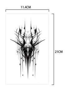 1入精美圖案刺青貼紙,防水持久,適用於男性手臂 - 黑色 - 查看 5