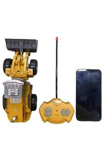 兒童電動2通道遙控工程挖掘機玩具模型 - 黃色 - 查看 3