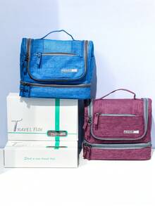 1個掛式化妝包,採用雙拉鍊和雙層隔層設計,適用於出差和戶外旅行以整理化妝品毛巾,大容量便攜式化妝包,適用於學生宿舍浴室的必備品,帶有精美包裝盒的禮物,適合男女生,返校大學宿舍必備,聖誕節禮物 - 紫色 - 查看 11